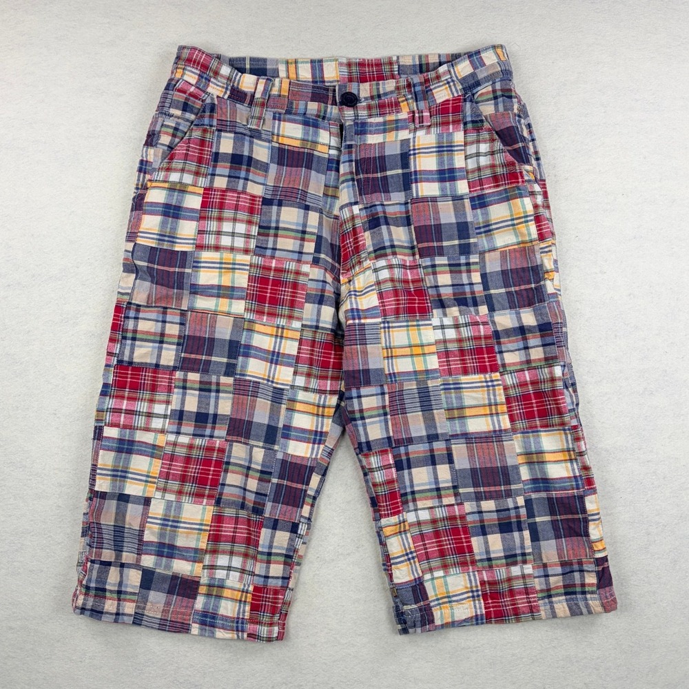 CLH Creating Limitless Heights Mens Patchwork Plaid Shorts Multicolor Cotton 34